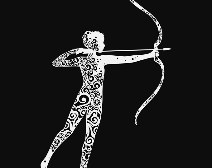 archery girl mandala svg cut file, glowforge file, vinyl template, laser cut file, lifestyle svg, cuttable laser svg, clipart png