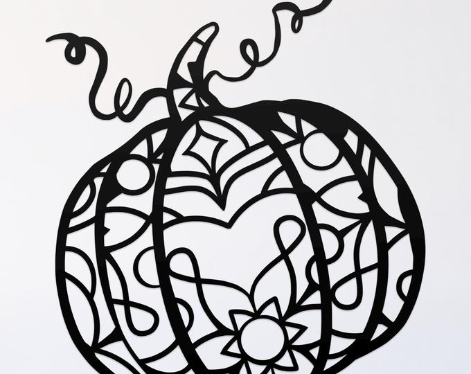 pumpkin mandala svg cut file, glowforge file, fall vinyl template, laser cut file, plant svg, cuttable botany svg, clipart png