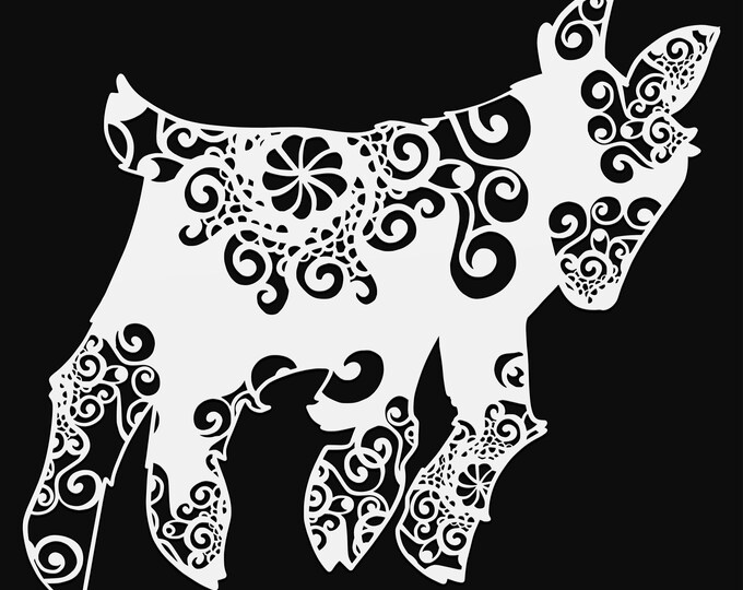 goat mandala svg cut file, farm glowforge file, vinyl template, laser cut file, farm animal svg, cuttable animal svg, clipart png