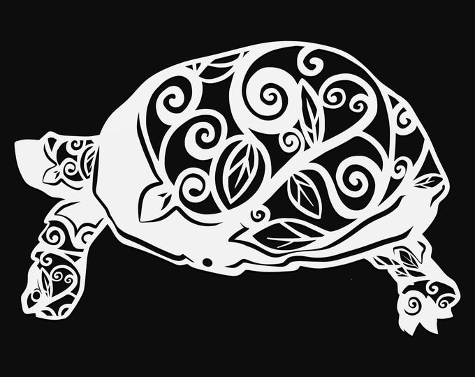 tortoise mandala svg cut file, glowforge file, vinyl template, turtle laser cut file, animals svg, cuttable animal svg, clipart png