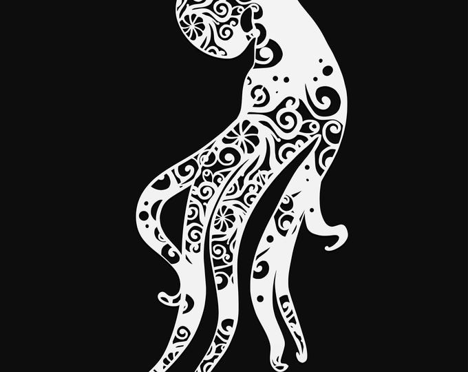 octopus mandala svg cut file, glowforge file, vinyl template, laser cut file, animals svg, cuttable animal svg, clipart png