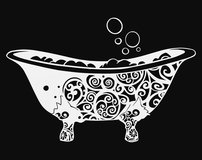 clawfoot tub mandala svg cut file, glowforge file, vinyl template, laser cut file, lifestyle svg, cuttable laser svg, clipart png