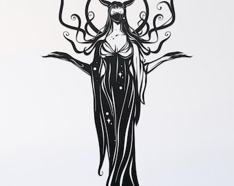 witch goddess svg cut file, glowforge file, vinyl template, laser cut file, pagan svg, cuttable wicca svg, clipart png
