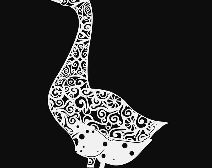 goose mandala svg cut file, glowforge file, vinyl template, laser cut file, bird svg, cuttable animal svg, clipart png