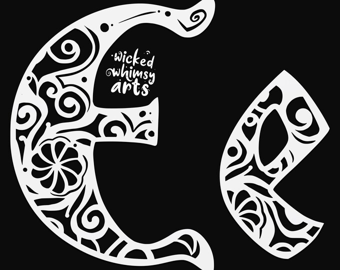 E mandala svg cut file, alphabet letter cut file, glowforge svg, vinyl template, laser cut file, cuttable monogram svg, clipart png