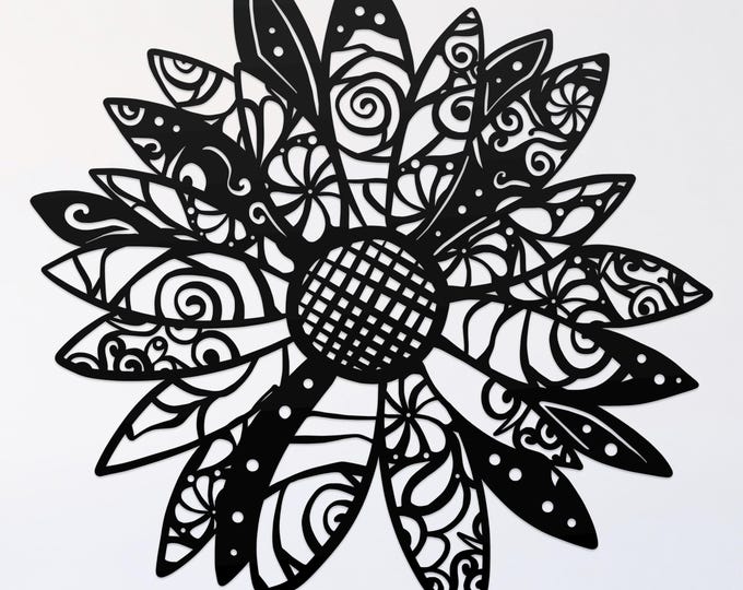 daisy mandala svg cut file, glowforge file, flower vinyl template, laser cut file, plant svg, cuttable botany svg, clipart png