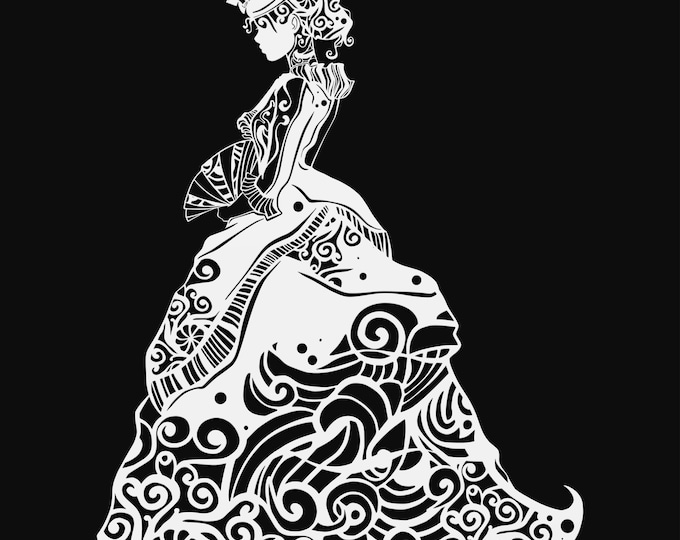 victorian woman mandala svg cut file, glowforge file, vinyl template, laser cut file, aristocrat svg, cuttable dress svg, clipart png