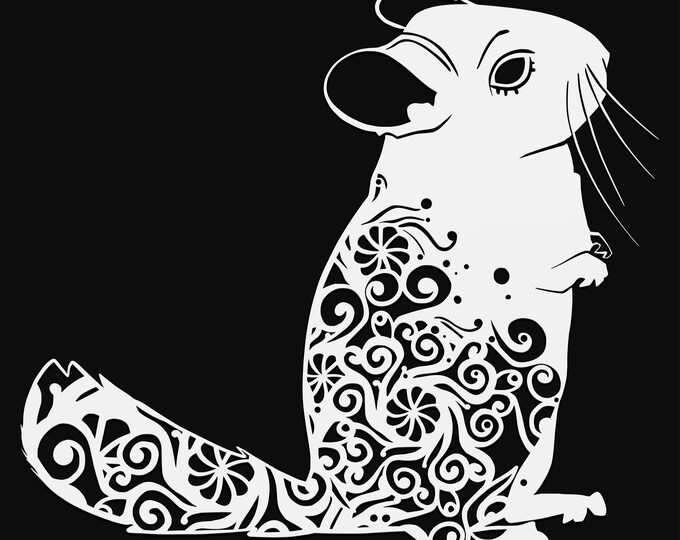 chinchilla mandala svg cut file, glowforge file, vinyl template, laser cut file, farm animal svg, cuttable animal svg, clipart png