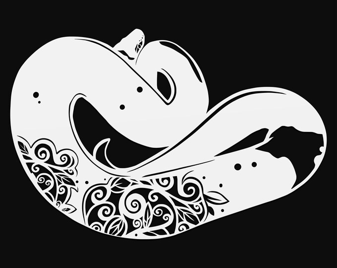 floral ball python svg cut file, glowforge file, vinyl template, laser cut file, reptile svg, cuttable animal svg, clipart png