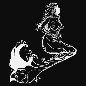 Fichier de coupe svg sirène d'encre, fichier glowforge, fichier laser sirène, modèle vinyle fantastique, sirène svg, svg sirène à découper, clipart png