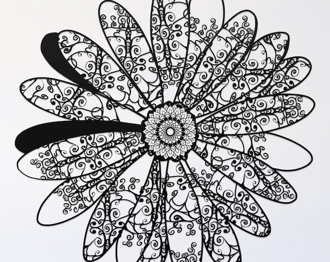 sunflower mandala svg cut file, glowforge file, flower vinyl template, laser cut file, plant svg, cuttable botany svg, clipart png