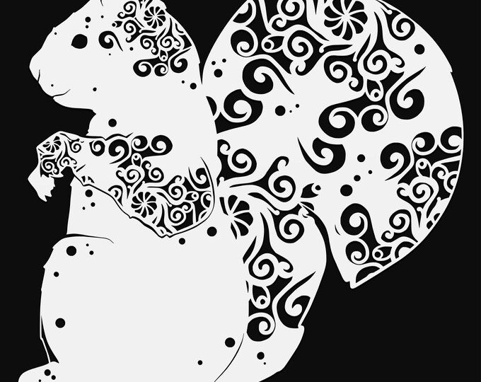 squirrel mandala svg cut file, glowforge file, vinyl template, squirrel laser cut file, animal svg, cuttable animal svg, clipart png