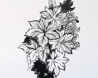 fall leaves svg cut file, glowforge file, vinyl template, laser cut file, plant svg, cuttable botany svg, clipart png