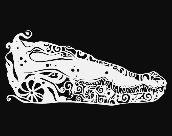 alligator mandala svg cut file, reptile glowforge file, vinyl template, laser cut file, reptile svg, cuttable animal svg, clipart png