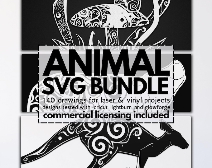 animal mandala laser bundle, glowforge animal files, vinyl safari template, laser zoo files, animal svgs, mandala animal svgs, zoo svg files