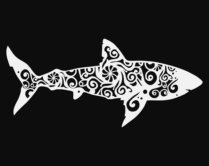 great white shark mandala svg cut file, glowforge file, vinyl template, laser cut file, animals svg, cuttable animal svg, clipart png