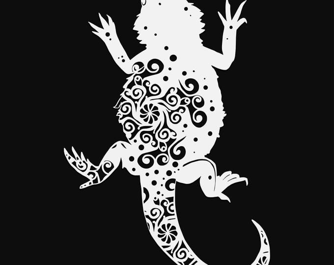 bearded dragon mandala svg cut file, lizard glowforge file, vinyl template, laser cut file, reptile svg, cuttable animal svg, clipart png
