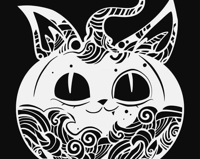 cat pumpkin mandala svg cut file, glowforge file, vinyl template, laser cut file, animals svg, cuttable animal svg, clipart png
