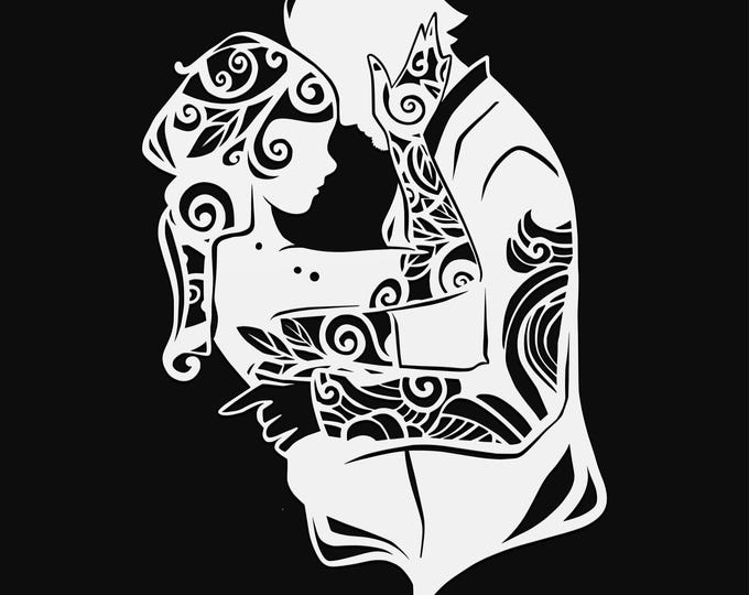 wedding couple mandala svg cut file, glowforge file, vinyl template, laser cut file, aristocrat svg, cuttable dress svg, clipart png