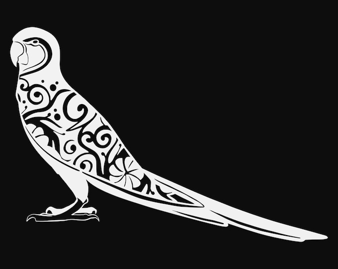 parrot mandala svg cut file, glowforge file, vinyl template, laser cut file, bird svg, cuttable animal svg, clipart png