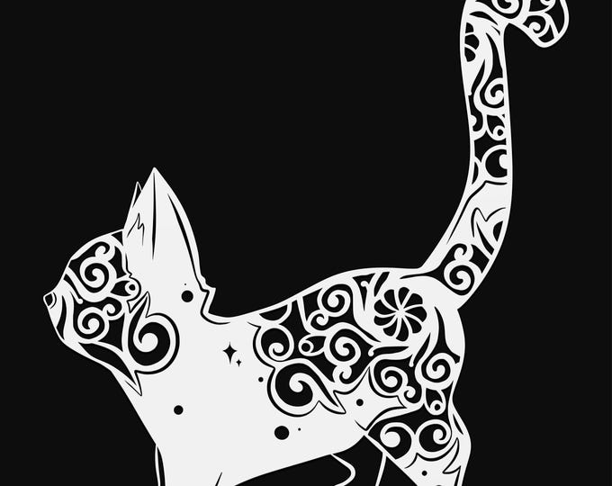 little cat mandala svg cut file, glowforge file, vinyl template, laser cut file, animals svg, cuttable animal svg, clipart png