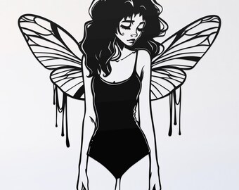 gothic fairy svg cut file, glowforge file, vinyl template, laser cut file, fairy svg, cuttable pixie svg, clipart png
