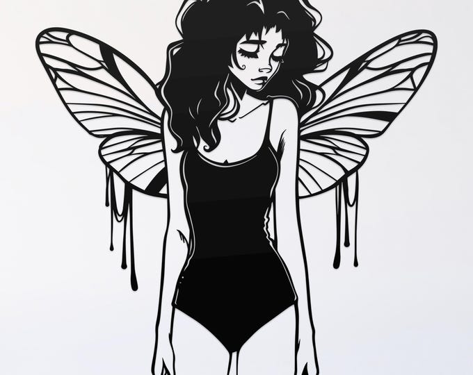 gothic fairy svg cut file, glowforge file, vinyl template, laser cut file, fairy svg, cuttable pixie svg, clipart png