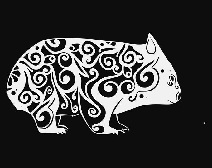 wombat mandala svg cut file, glowforge file, vinyl template, laser cut file, animal svg, cuttable animal svg, clipart png