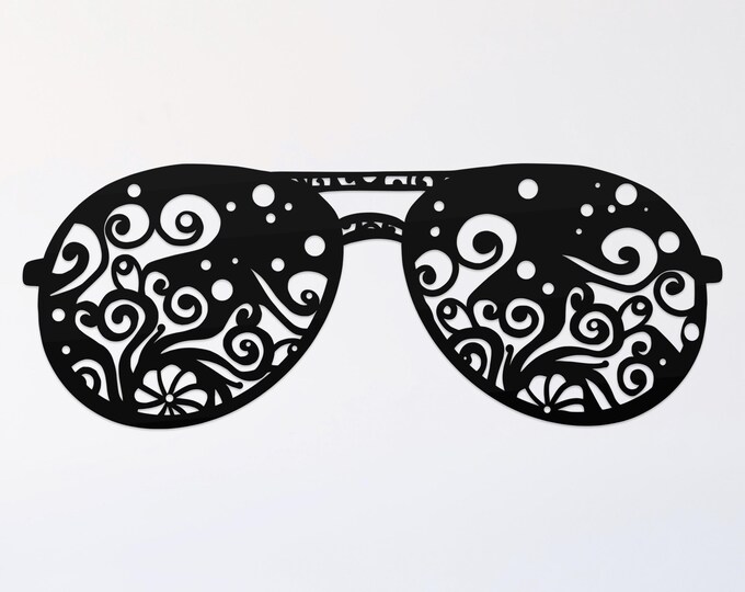 sunglasses mandala svg cut file, glowforge file, vinyl template, laser cut file, vintage svg, cuttable beach svg, clipart png