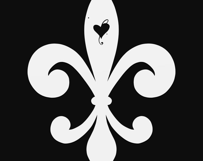 fleur de lis with heart svg cut file, glowforge file, vinyl template, laser cut file, seasonal svg, cuttable holiday svg, clipart png