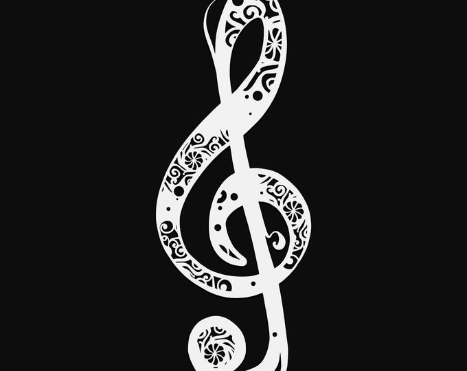 g-clef music note mandala svg cut file, glowforge file, vinyl template, laser cut file, lifestyle svg, cuttable laser svg, clipart png