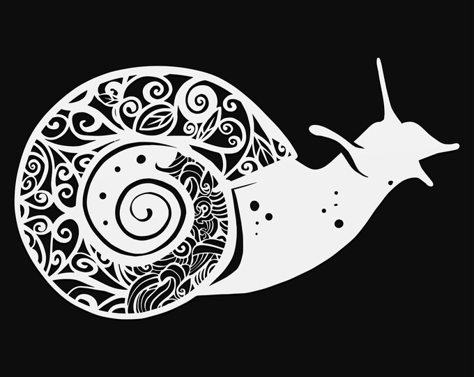 snail mandala svg cut file, gastropod glowforge file, vinyl template, laser cut file, animal svg, cuttable animal svg, clipart png