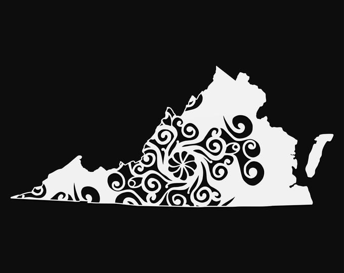 virginia mandala svg, geography cut file, glowforge svg, united states vinyl template, laser cut file, cuttable map svg, VA clipart png