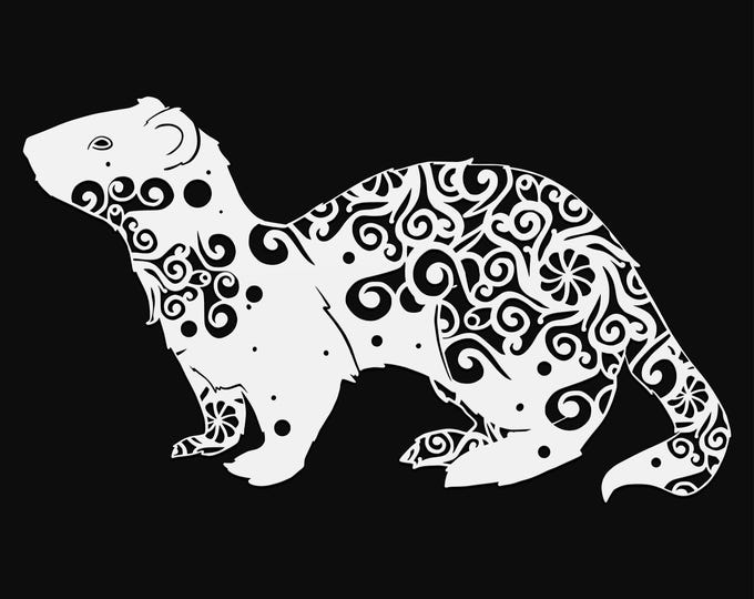 ferret mandala svg cut file, glowforge file, vinyl template, laser cut file, animal svg, cuttable animal svg, clipart png