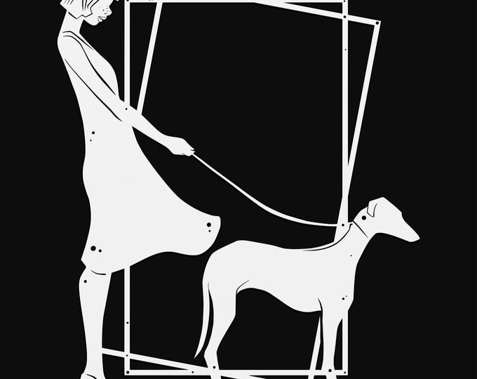 woman with greyhound dog svg file, glowforge file, vinyl template, laser cut file, animal svg, cuttable animal svg, clipart png