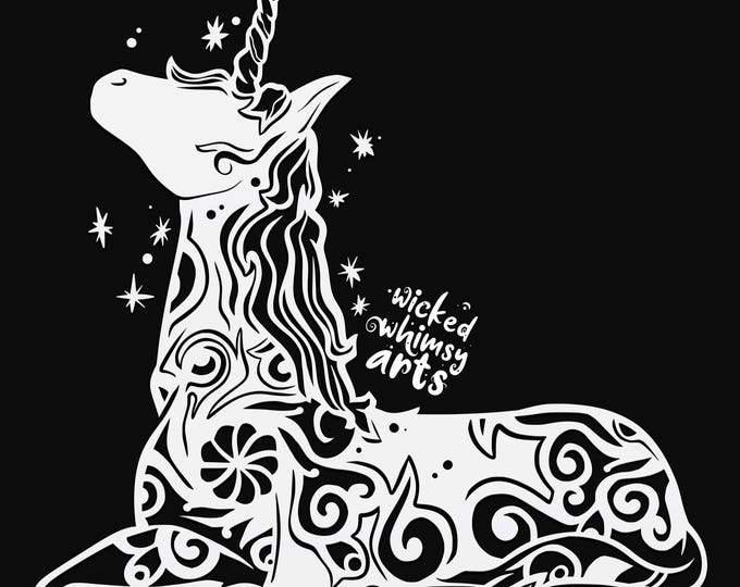 unicorn mandala svg cut file, glowforge file, vinyl template, fantasy svg, dragon svg, cuttable magical svg, clipart png