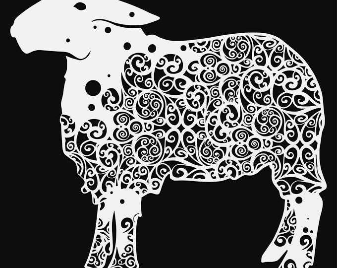 sheep mandala svg cut file, farm glowforge file, vinyl template, laser cut file, farm animal svg, cuttable animal svg, clipart png