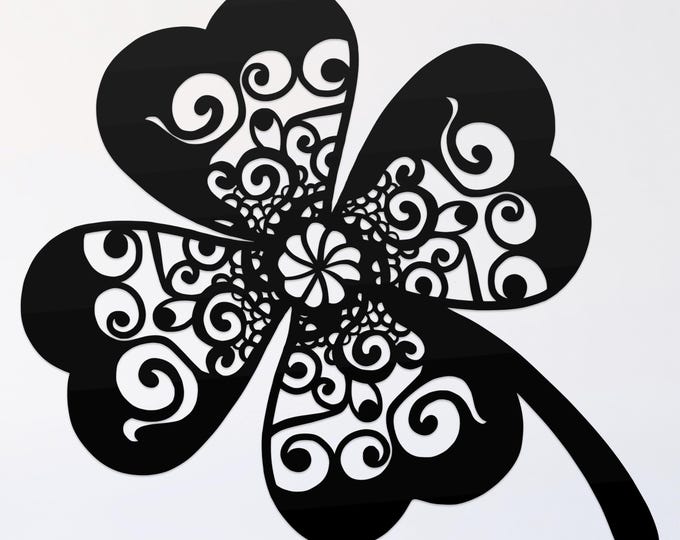 clover mandala svg cut file, glowforge file, irish vinyl template, laser cut file, plant svg, cuttable botany svg, clipart png