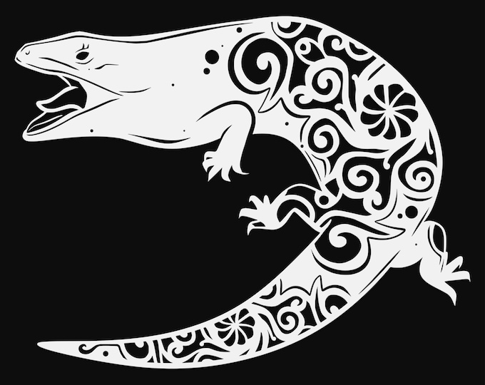 blue tongued-skink mandala svg cut file, glowforge file, vinyl template, laser cut file, reptile svg, cuttable animal svg, clipart png