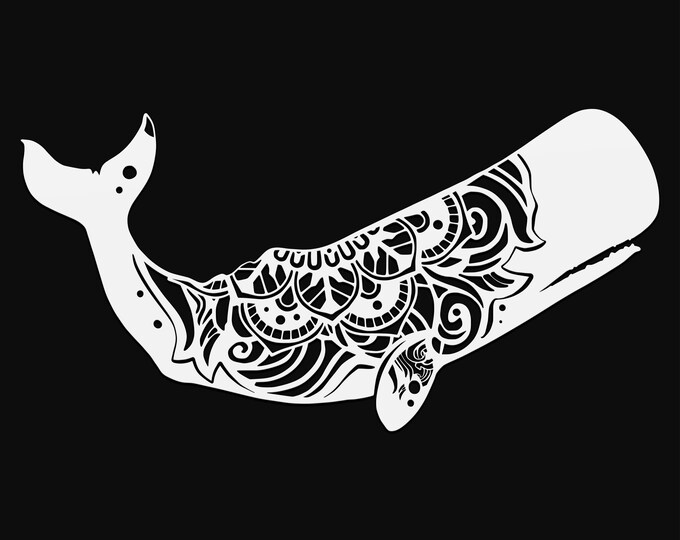 sperm whale mandala svg cut file, glowforge file, vinyl template, laser cut file, animals svg, cuttable animal svg, clipart png