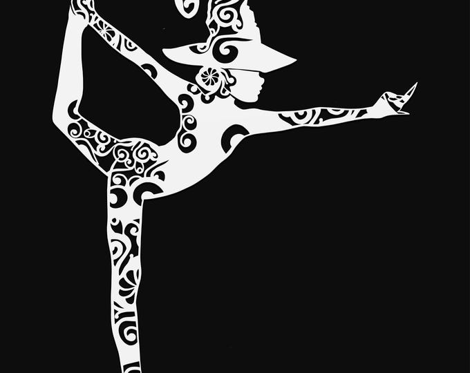 yoga witch mandala svg cut file, glowforge file, vinyl template, laser cut file, pagan svg, cuttable wicca svg, clipart png