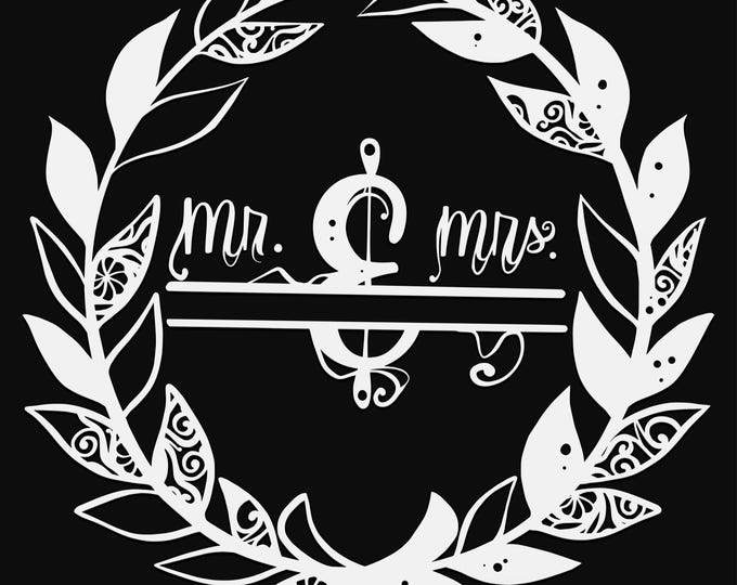 mr. and mrs mandala svg cut file, word cut file, glowforge svg, vinyl template, laser cut file, cuttable monogram svg, clipart png