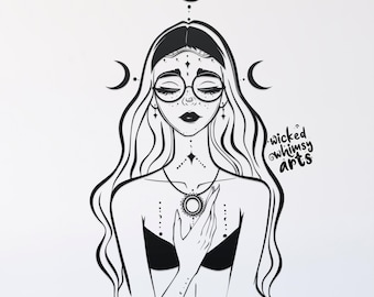 witchy moon svg cut file, glowforge file, vinyl template, laser cut file, pagan svg, cuttable wicca svg, clipart png