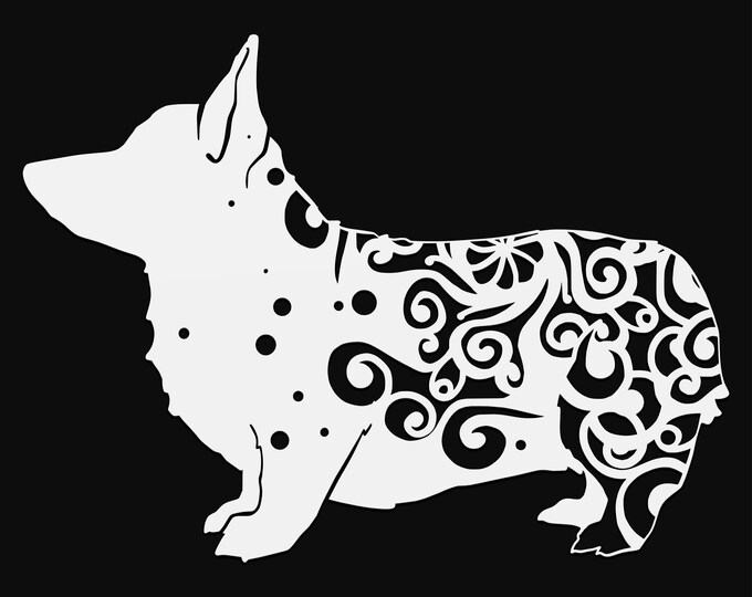 corgi dog mandala svg file, glowforge file, vinyl template, laser cut file, animal svg, cuttable animal svg, clipart png