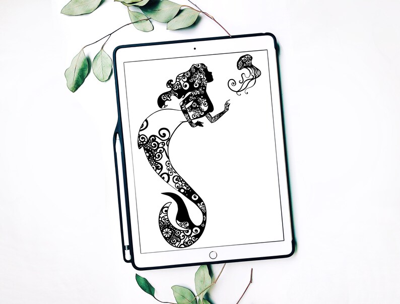 Download Mermaid Svg Disney Cricut Papercut Art Mermaid Decor Zentangle Inspired Mermaid Party Disney Svg Mandala Svg Materials Craft Supplies Tools