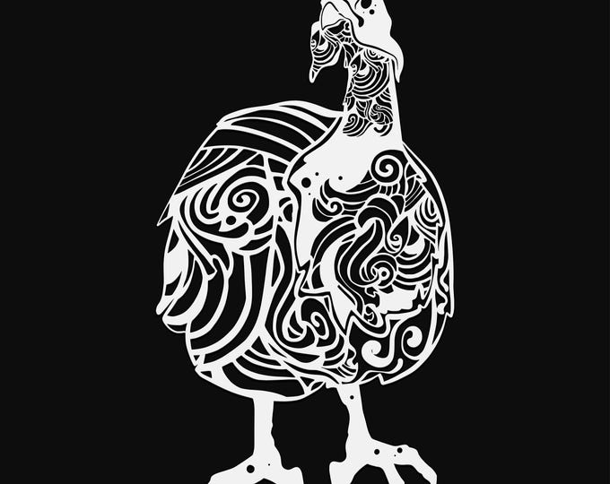 guinea mandala svg cut file, glowforge file, vinyl template, laser cut file, bird svg, cuttable animal svg, clipart png