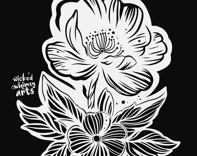 lily flower svg cut file, glowforge file, lily vinyl template, laser cut file, plant svg, cuttable botany svg, clipart png