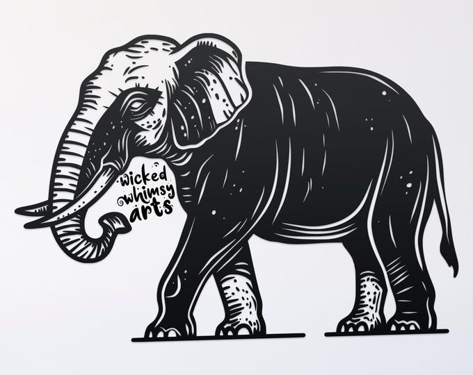 elephant svg cut file, glowforge file, vinyl template, laser cut file, zoo animal svg, cuttable animal svg, clipart png
