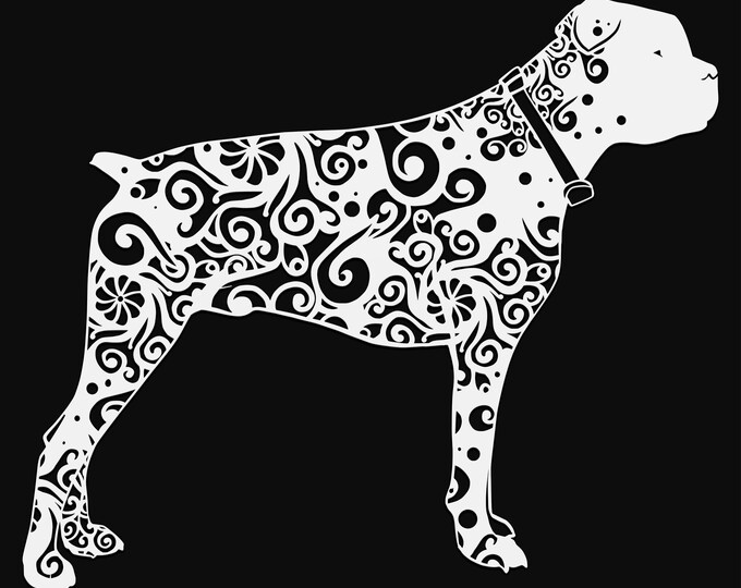 boxer dog mandala svg cut file, glowforge file, vinyl template, laser cut file, animals svg, cuttable animal svg, clipart png