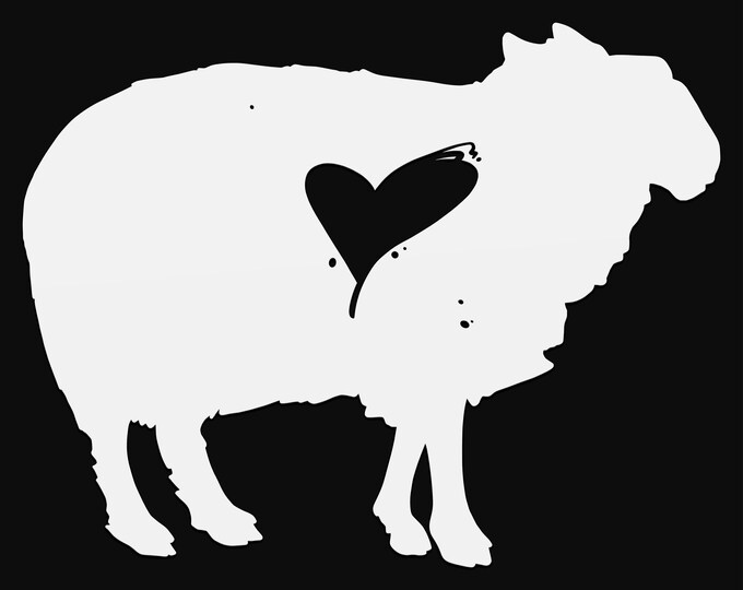 sheep with heart svg cut file, farm glowforge file, vinyl template, laser cut file, farm animal svg, cuttable animal svg, clipart png